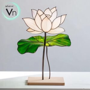 Digital Download Pattern Lotus Flower Table  T05 , Stained Glass Pattern, Modern Suncatcher, Diy Stained Glass