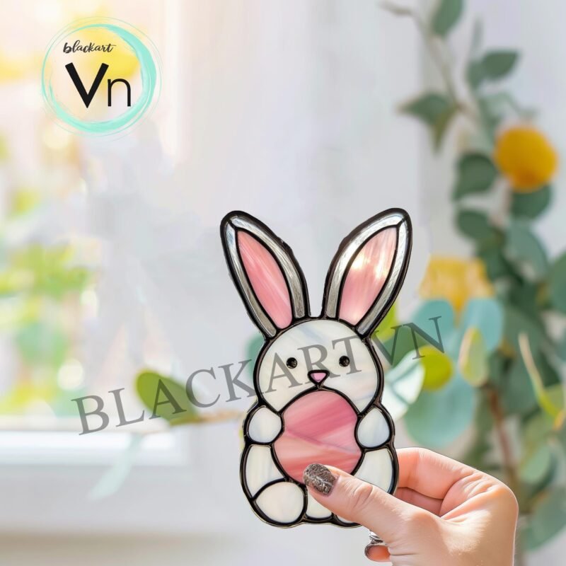 Stained Glass  Digital Download Rabbit And Heart T02 Stained Glass Pattern , Diy Stained Glass, Easter Window Decor,Easter Sun Catcher, - Image 2