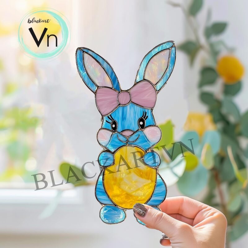 Stained Glass Rabbit  Digital Download Easter Bunny T03 Stained Glass Pattern , Diy Stained Glass, Easter Window Decor, Sun Catcher - Image 2