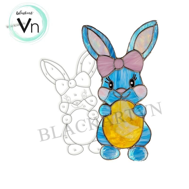 Stained Glass Rabbit  Digital Download Easter Bunny T03 Stained Glass Pattern , Diy Stained Glass, Easter Window Decor, Sun Catcher - Image 4
