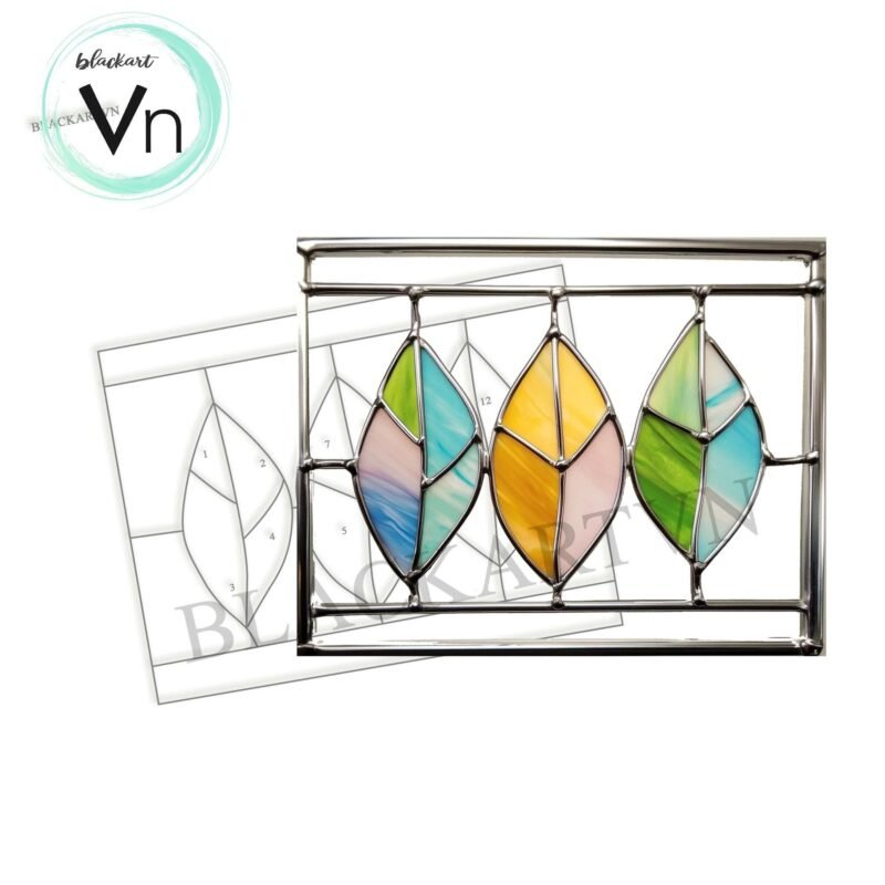 Digital Download green glass sample T01 Stained Glass Pattern, Modern Suncatcher, Diy Stained Glass - Image 4