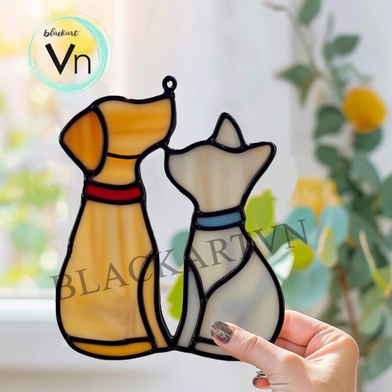 Digital Download Pattern- Cat and Dog Suncatcher T01, Modern Suncatcher, Diy Stained Glass - Image 2