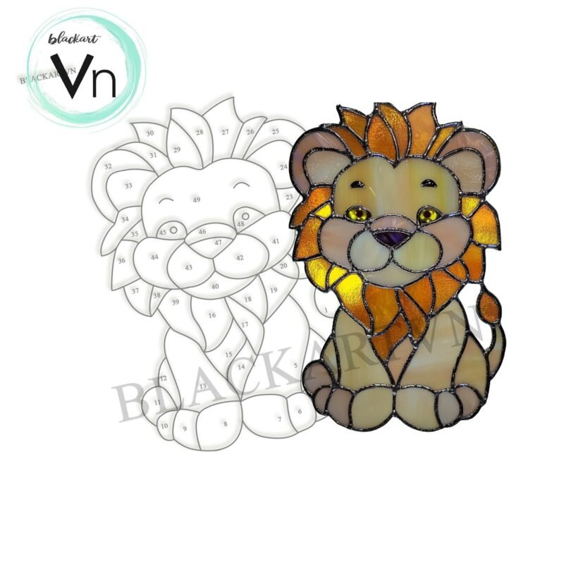 Digital Download Stuffed Lion-Stained Glass Suncatcher Pattern  ,  Stained Glass Pattern - Image 4