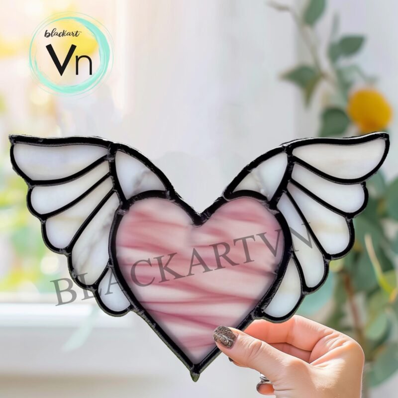 Digital Download Pattern- Heart with Wings Stained Glass Suncatcher, Modern Suncatcher, Diy Stained Glass - Image 2