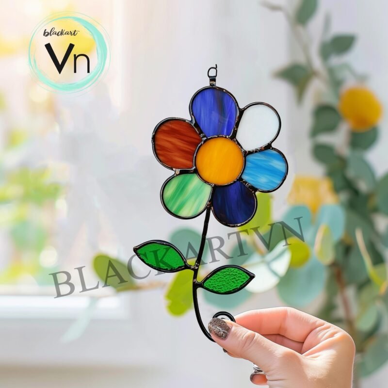 Digital Download Rainbow Daisy Flower T02 Stained Glass Pattern, Modern Suncatcher, Diy Stained Glass - Image 2