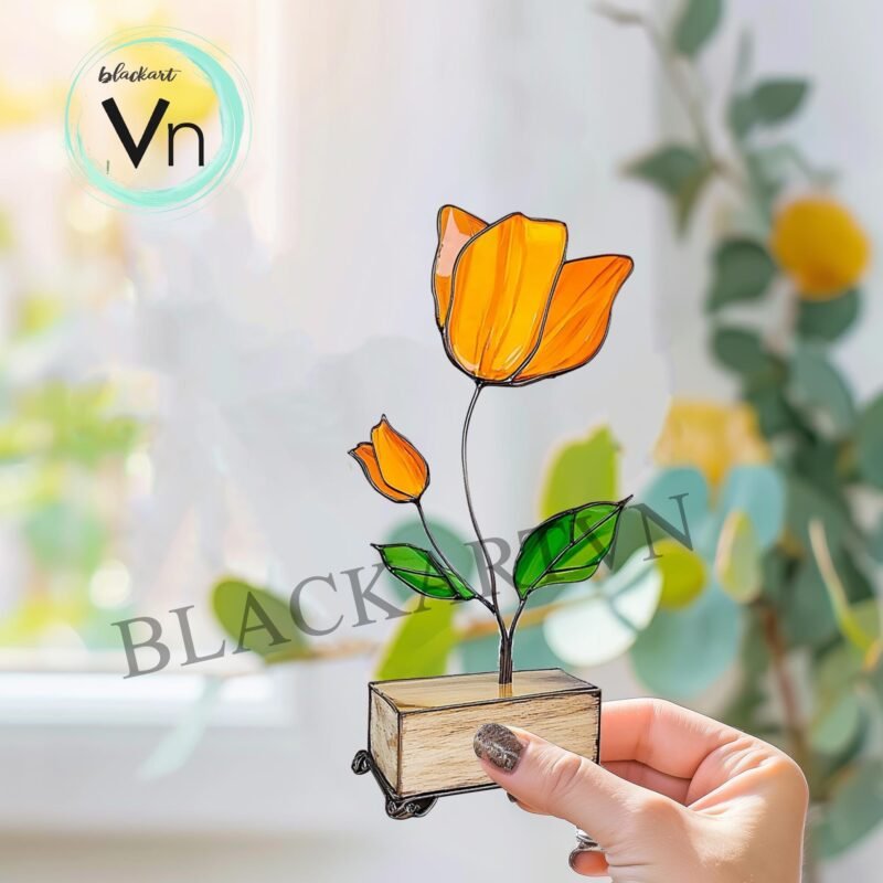 Digital Download Individual Poppy Stem T01 Stained Glass Pattern, Modern Suncatcher, Diy Stained Glass - Image 2