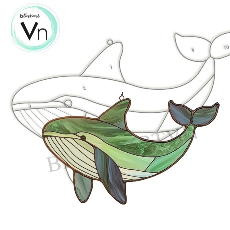 Digital Download whale T05 ,Stained Glass Pattern,Modern Suncatcher,Diy Stained Glass,Easy art Hobby License Beginner to Intermediate - Image 4