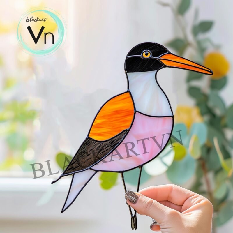 Digital Download Oystercatchers T01,Stained Glass Pattern,Modern Suncatcher, - Image 2