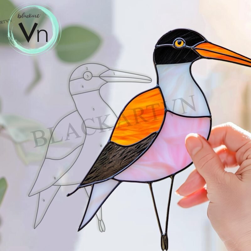 Digital Download Oystercatchers T01,Stained Glass Pattern,Modern Suncatcher, - Image 3