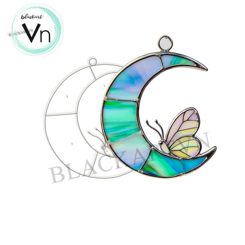 Digital Download , Butterfly By the Moonlight , Wall Moth  Stained Glass Pattern , Modern Suncatcher, Diy Stained Glass - Image 4