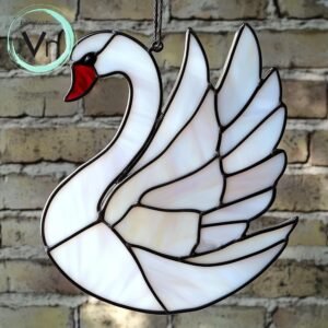DIGITAL DOWNLOAD White Swan Stained Glass Suncatcher  T02 Stained Glass Pattern, Modern Suncatcher, Diy Stained Glass,  Beginner