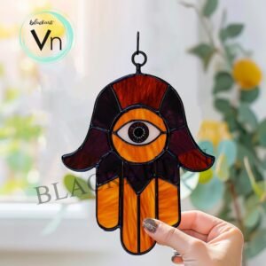 Digital Download Hamsa  T01 Stained Glass Pattern, Modern Suncatcher, Diy Stained Glass