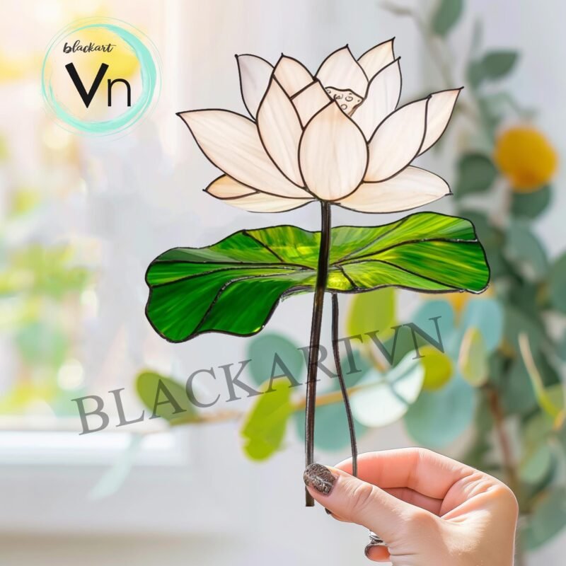 Digital Download Pattern Lotus Flower Table  T05 , Stained Glass Pattern, Modern Suncatcher, Diy Stained Glass - Image 2