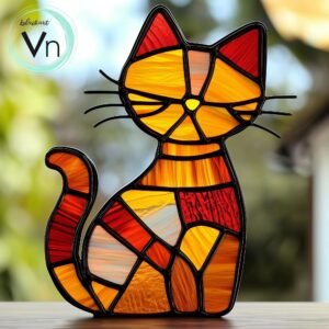 Digital Download Cat Stained Glass Pattern Animal Stained Glass Pattern Digital Download Pattern DIY Suncatcher for Home Decor