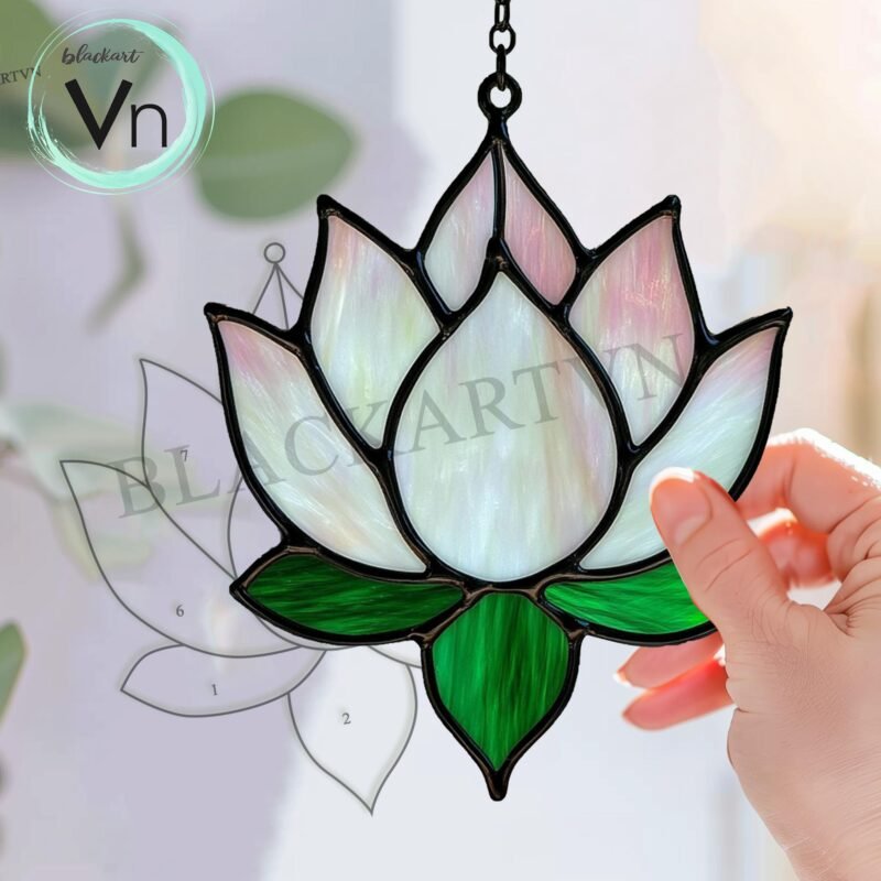 Digital Download Pattern Lotus Flower Suncatcher Stained Glass Pattern, Modern Suncatcher, Diy Stained Glass - Image 3