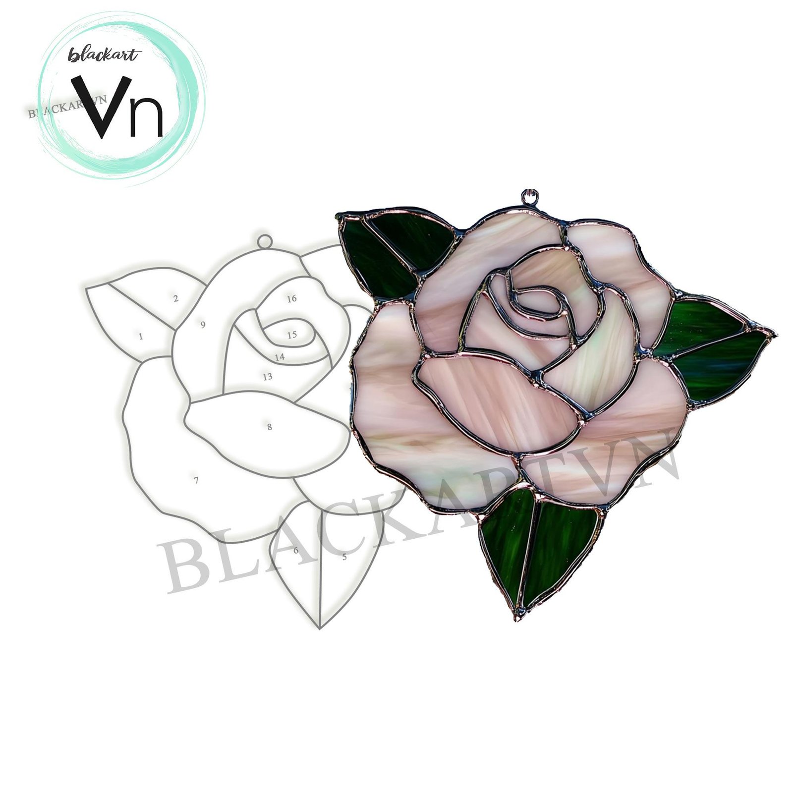 Digital Download Rose Stained Glass Pattern, Modern Suncatcher, Diy Stained Glass - Image 4