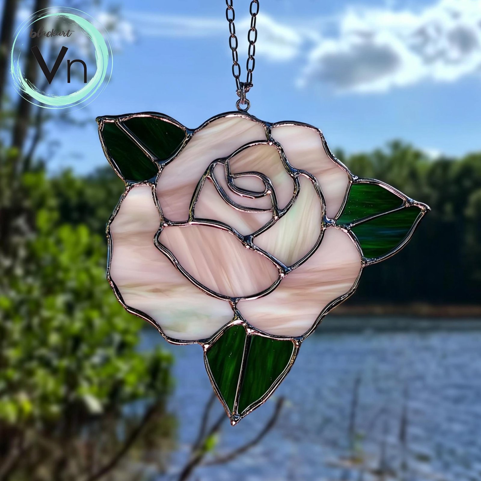 Digital Download Rose Stained Glass Pattern, Modern Suncatcher, Diy Stained Glass