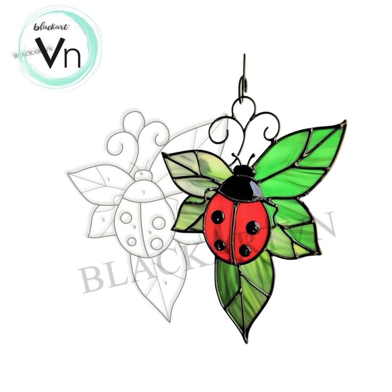 Digital Download Ladybug Stained Glass Suncatcher, Stained Glass Pattern Modern Suncatcher Diy Easy art Hobby License Beginner - Image 4
