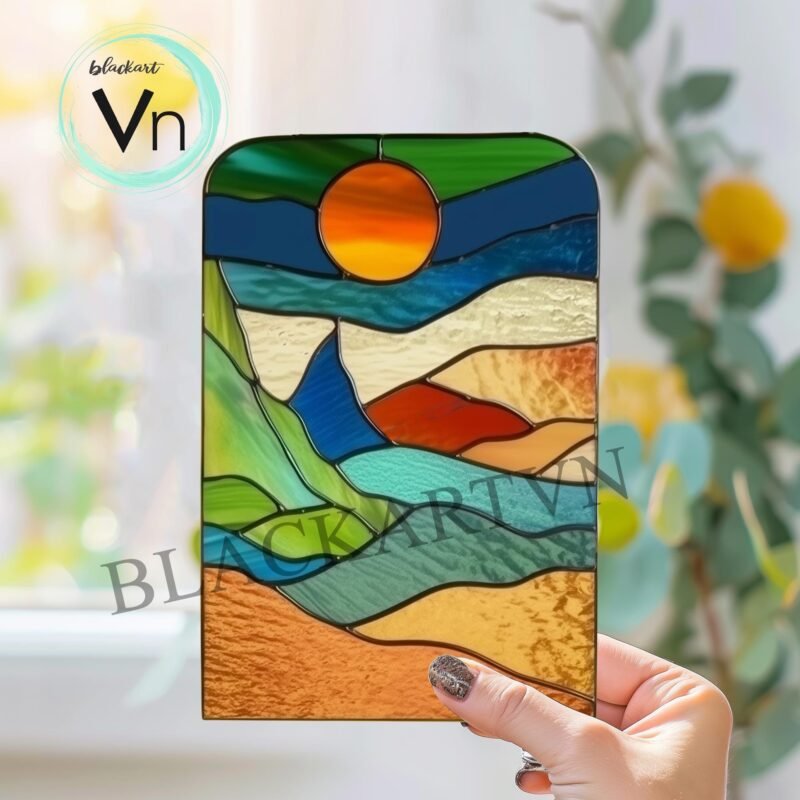 Digital Download   Mount Rainier stained glass panel Stained Glass Pattern, Modern Suncatcher, Diy Stained Glass - Image 2