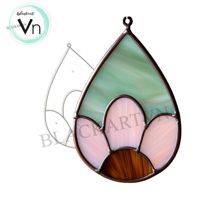 Digital Download Stained Glass Teardrop Daisy, Stained Glass Patterns,  DIY Stained Glass, Stained Glass Flowers, - Image 4