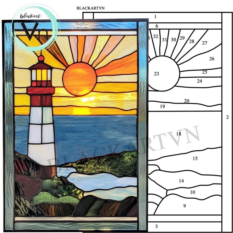 Digital Suncatcher Lighthouse by the Sea T05  Home Decor Window Decor Art High End Living Father's Day - Image 2