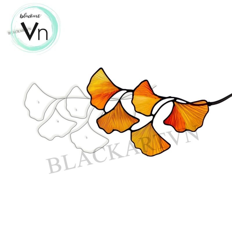 Digital Download Ginkgo leaf stained glass T05, Modern Suncatcher, Diy Stained Glass - Image 4