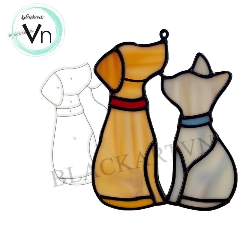 Digital Download Pattern- Cat and Dog Suncatcher T01, Modern Suncatcher, Diy Stained Glass - Image 4