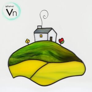 Digital Download house on the hill T02,Stained Glass Pattern, Modern Suncatcher, Diy , Stained Glass Windows , Christmas.