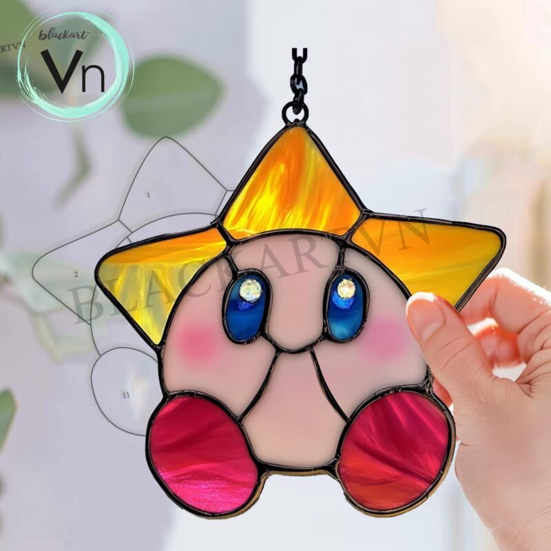 Digital Download Stained Glass-   Star cute T01 , Modern Suncatcher, Diy Stained Glass - Image 3
