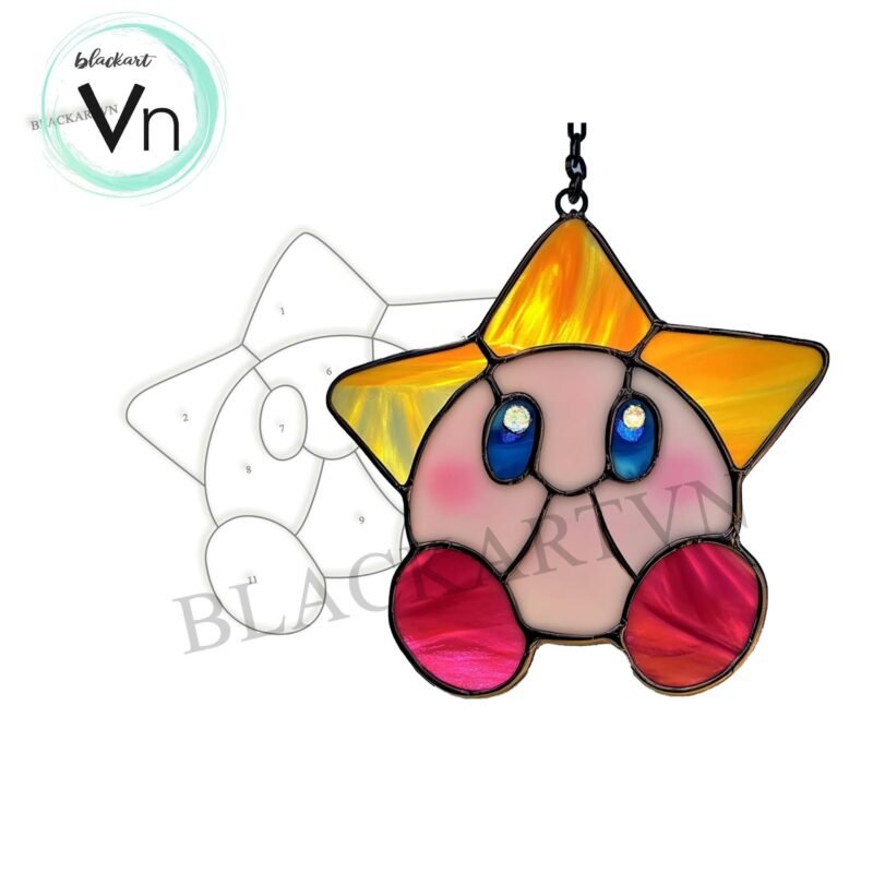 Digital Download Stained Glass-   Star cute T01 , Modern Suncatcher, Diy Stained Glass - Image 4