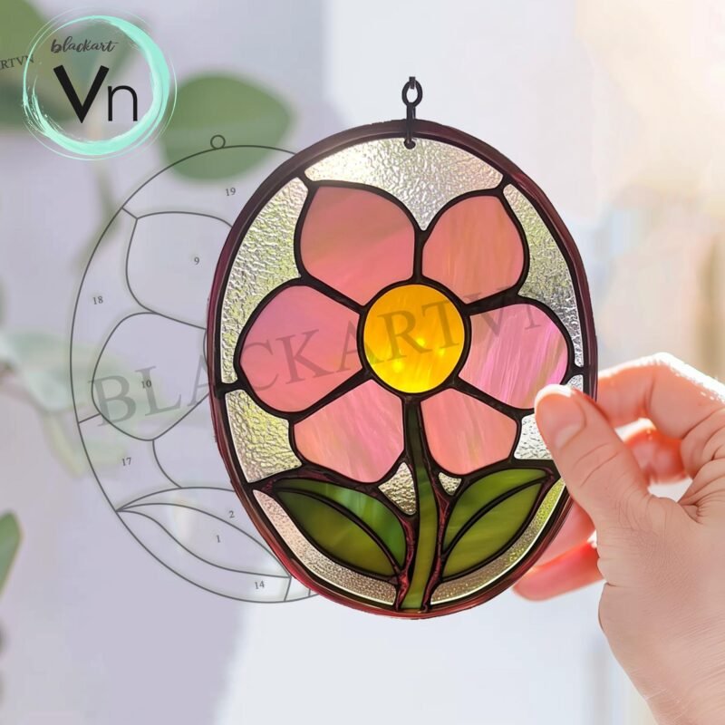 Digital Download Flower Minis Stained Glass Pattern, Modern Suncatcher, Diy Stained Glass - Image 3