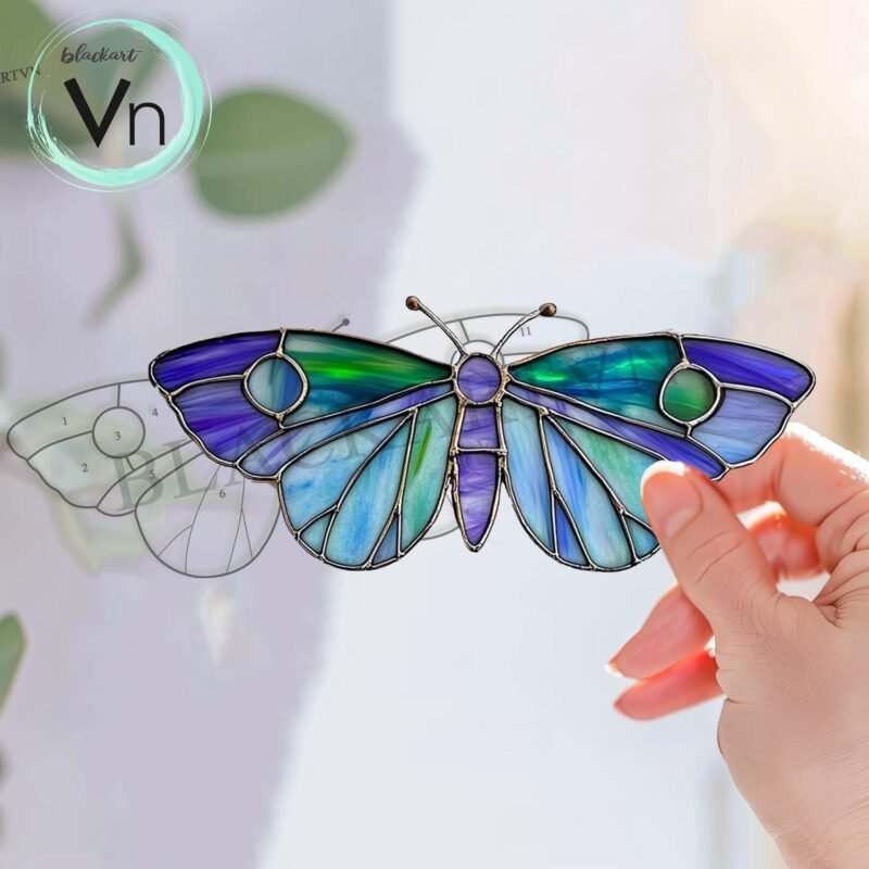 Digital Download Wall Moth  Stained Glass Pattern, Butterfly, Modern Suncatcher, Diy Stained Glass - Image 3