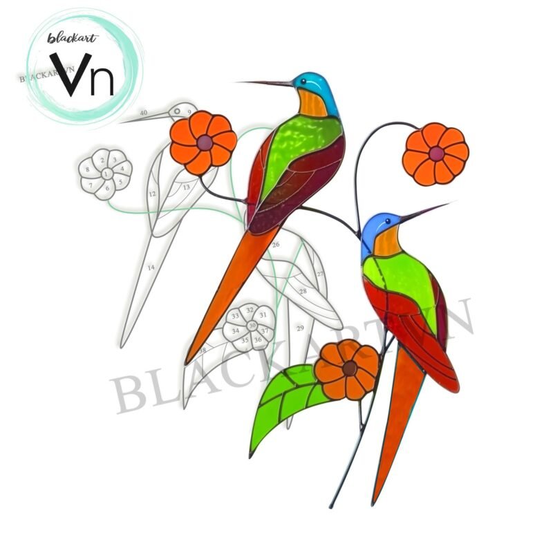 Digital Download Handmade stained glass hummingbird  ,Stained Glass Pattern,Modern Suncatcher,Diy Stained Glass - Image 4