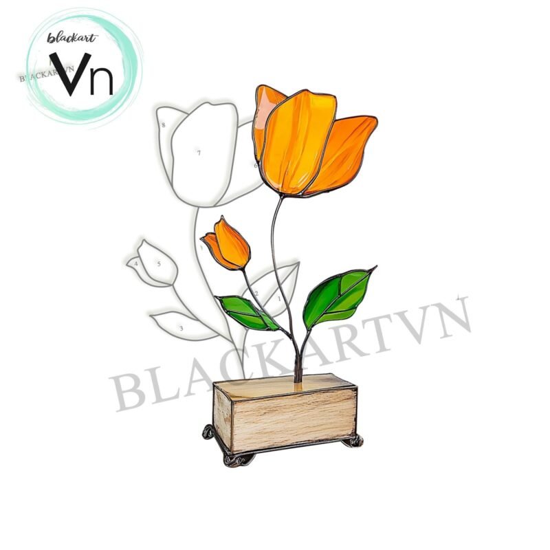Digital Download Individual Poppy Stem T01 Stained Glass Pattern, Modern Suncatcher, Diy Stained Glass - Image 4