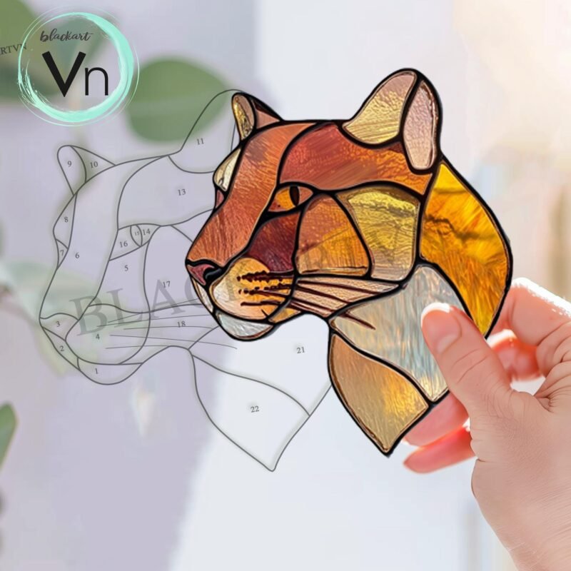 Digital Download Panthera  Pattern T01  , Modern Suncatcher, Diy Stained Glass,Window Hanging Decor. - Image 3