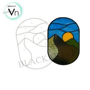 Digital Download Sunset Mountain Stained Glass Pattern, Stained Glass Patterns,  DIY Stained Glass, Stained Glass Flowers,