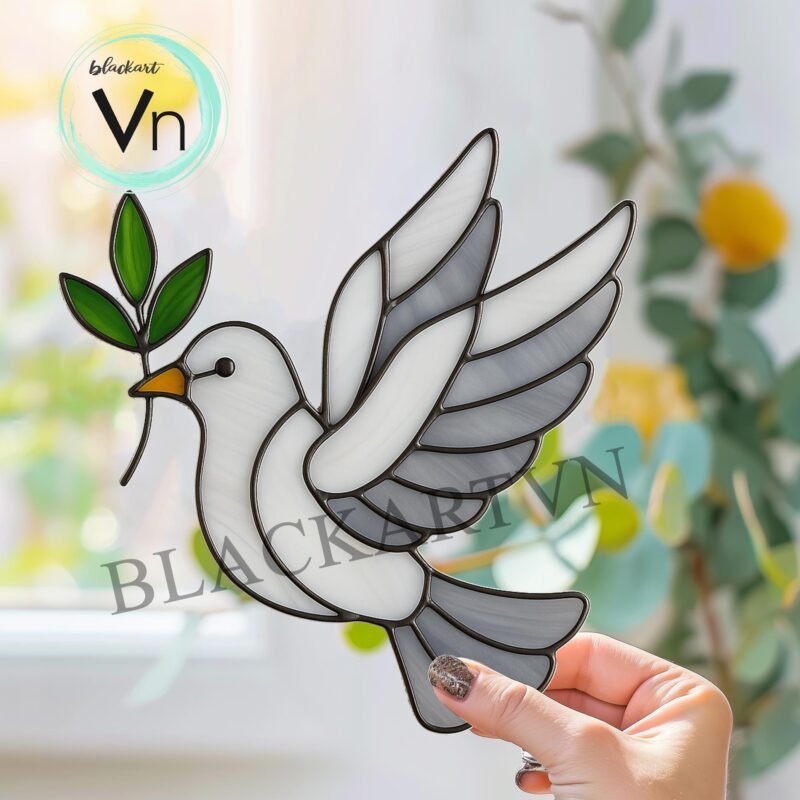 Digital Download Stained glass dove of peace,  Stained Glass Pattern Modern Suncatcher Diy Easy art Hobby License Beginner to Intermediate - Image 2
