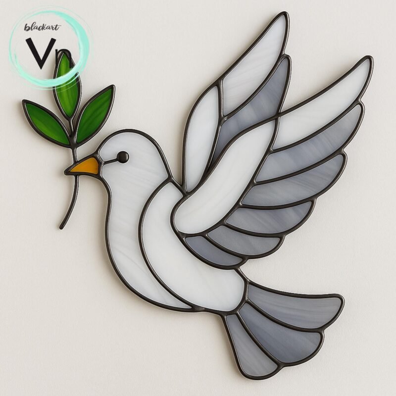 Digital Download Stained glass dove of peace,  Stained Glass Pattern Modern Suncatcher Diy Easy art Hobby License Beginner to Intermediate - Image 4