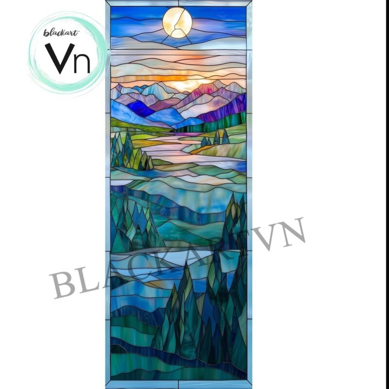 Digital File for Window Film | UV Blocking Stained Glass Pattern | Printable Window Decal 20x65 inch custom size - Image 2