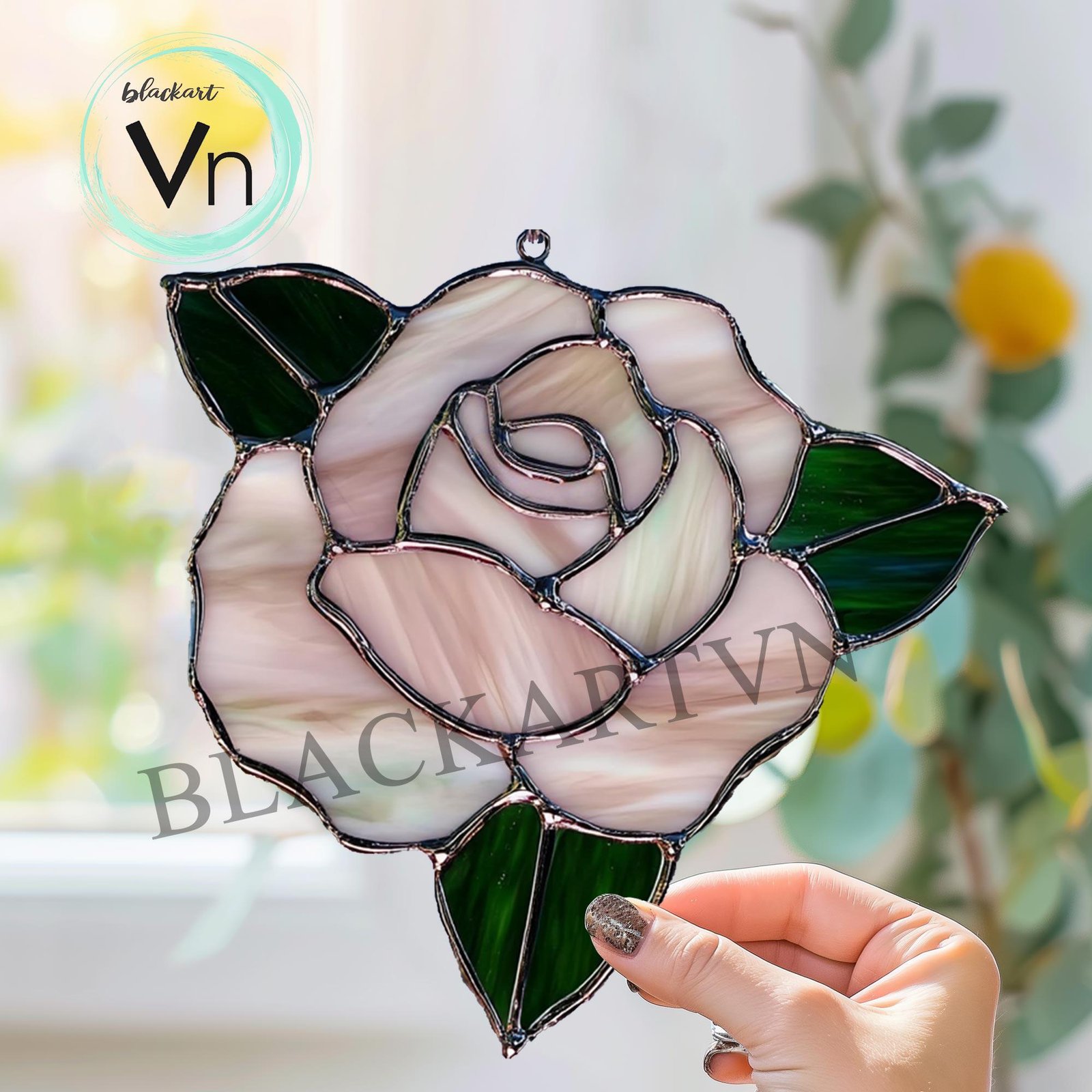 Digital Download Rose Stained Glass Pattern, Modern Suncatcher, Diy Stained Glass - Image 2