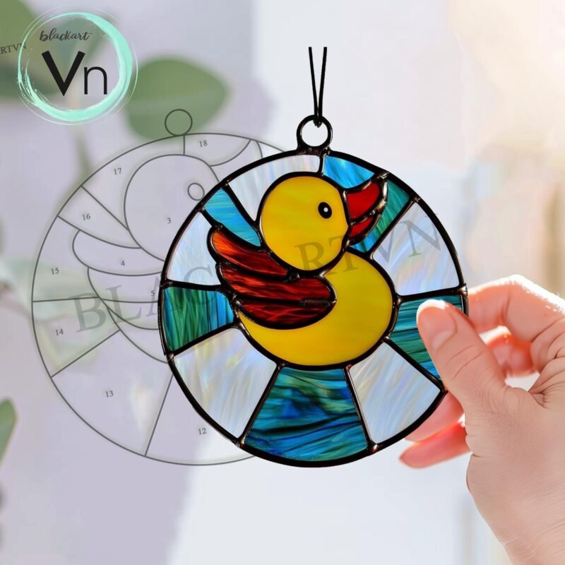 DIGITAL DOWNLOAD pattern  Stained glass suncatcher Bathing duck, Modern Suncatcher, Diy Stained Glass,  Beginner - Image 3