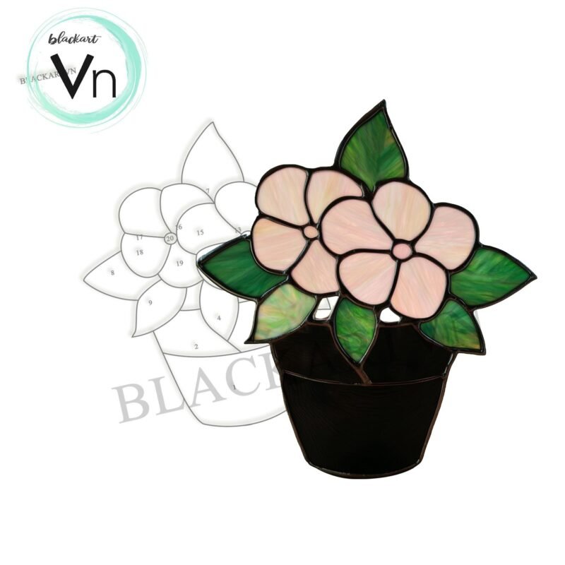 Digital Download Stained Glass Flowers in a pot, Modern Suncatcher, Diy Stained Glass - Image 4