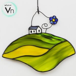 Digital Download house on the hill T01,Stained Glass Pattern, Modern Suncatcher, Diy , Stained Glass Windows , Christmas.