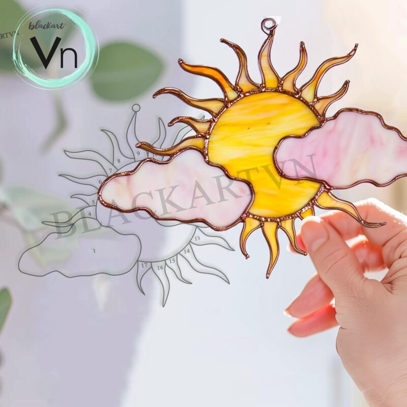 Digital Download sunrise Stained Glass Pattern, Modern Suncatcher, Diy Stained Glass - Image 3