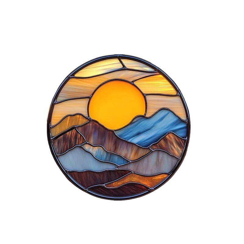 Digital Download Stained Glass Sunset Pattern, Stained Glass Pattern, Modern Suncatcher, DIY Stained Glass - Image 3