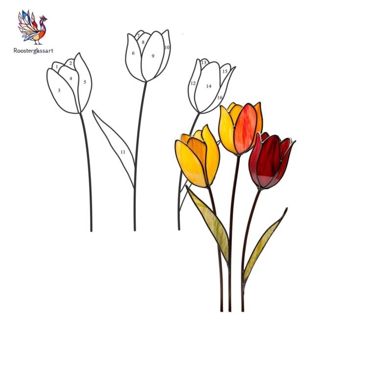 Digital Download Stained Glass Tulip Pattern, Stained Glass Pattern, Modern Suncatcher, DIY Stained Glass - Image 2