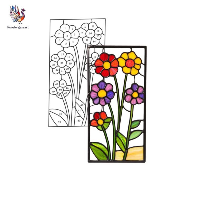 Digital Download Stained Glass Flower Pattern, Stained Glass Pattern, Modern Suncatcher, DIY Stained Glass - Image 2
