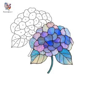 Digital Download Stained Glass Hydrangea Flower Pattern, Stained Glass Pattern, Modern Suncatcher, DIY Stained Glass