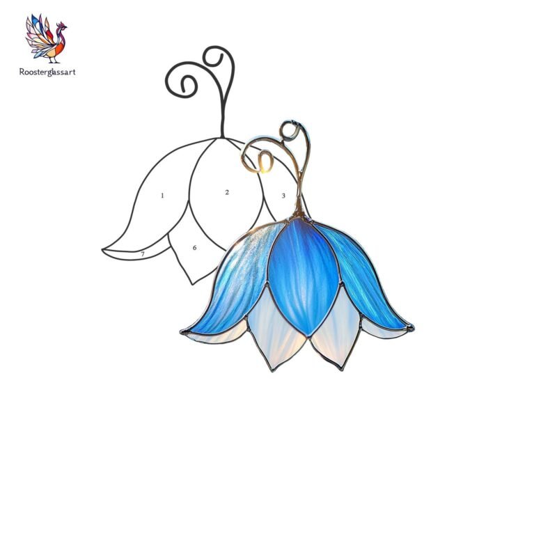 Digital Download Stained Glass Bluebell Flower Pattern, Stained Glass Pattern, Modern Suncatcher, DIY Stained Glass - Image 2