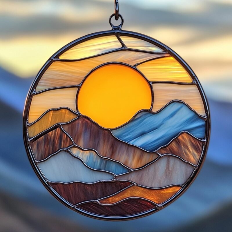 Digital Download Stained Glass Sunset Pattern, Stained Glass Pattern, Modern Suncatcher, DIY Stained Glass